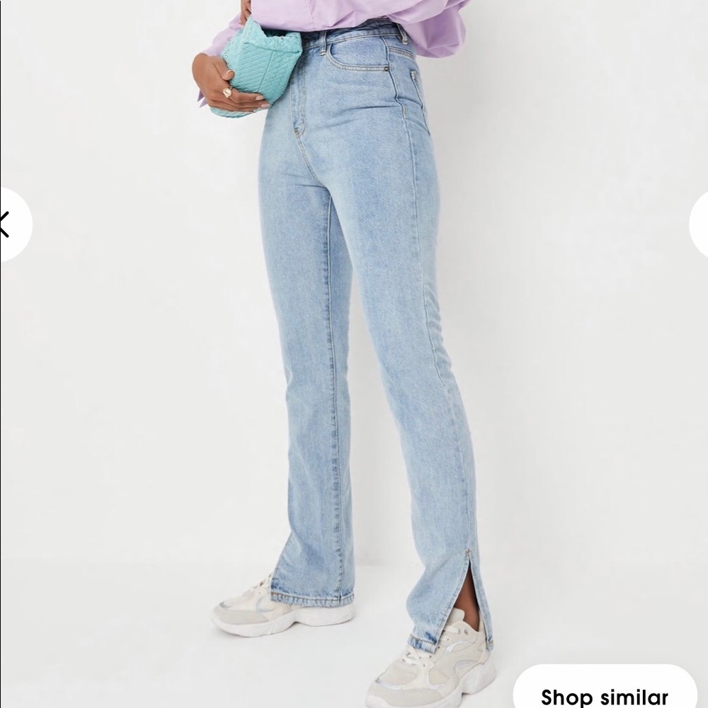 Light‎ Blue Wrath Side Split Hem Jeans
